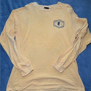 Light yellow Long Sleeve Tee with Small Chest Logo